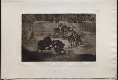 闘牛：ペコ・イッロ、リコルテのパスを作る、1876。 作： Francisco de Goya