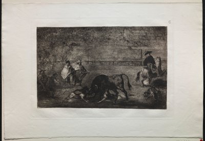 闘牛: 雄牛に放たれた犬 作： Francisco de Goya