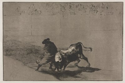 闘牛：ケープに包まれた非常に熟練した偽りのない学生、トリック・ザ・ブル...、1876年。 作： Francisco de Goya