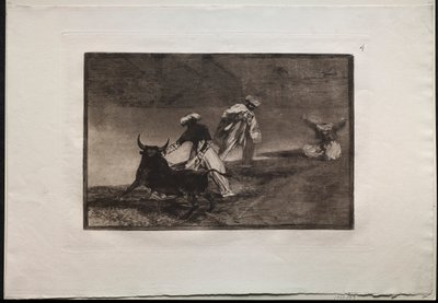 闘牛：彼らは囲いの中でケープと共に別の遊びをします、1876。 作： Francisco de Goya