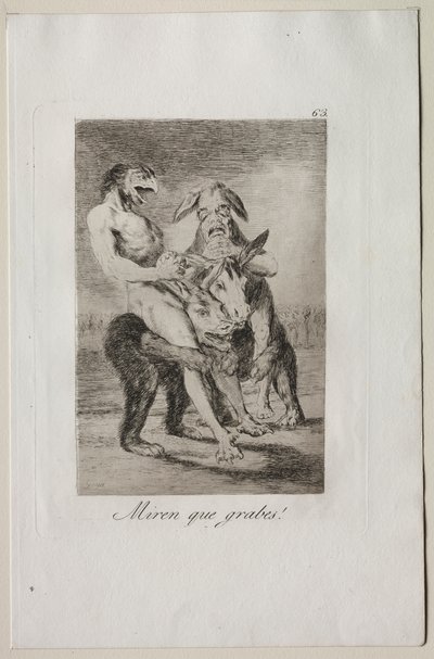 カプリス: 彼らがいかに厳粛であるかを見てください! 作： Francisco de Goya
