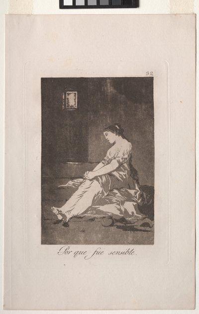 Caprichos: 彼女は感受性が強かったから. 作： Francisco de Goya
