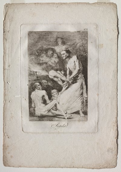 カプリコス：ブロー、1799年。 作： Francisco de Goya