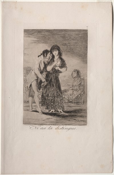 Caprichos: それでも彼は彼女を作ることができません 作： Francisco de Goya