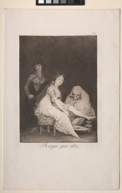 カプリチョス: 彼女は彼女のために祈る 作： Francisco de Goya