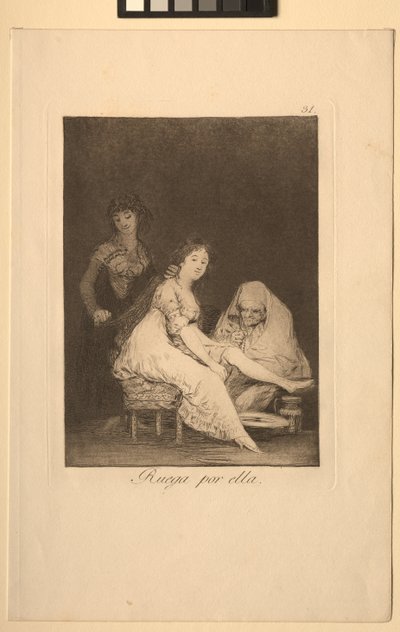 カプリコス：彼女は彼女のために祈る。 作： Francisco de Goya