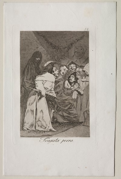 カプリコス：飲み込んで、犬！ 作： Francisco de Goya