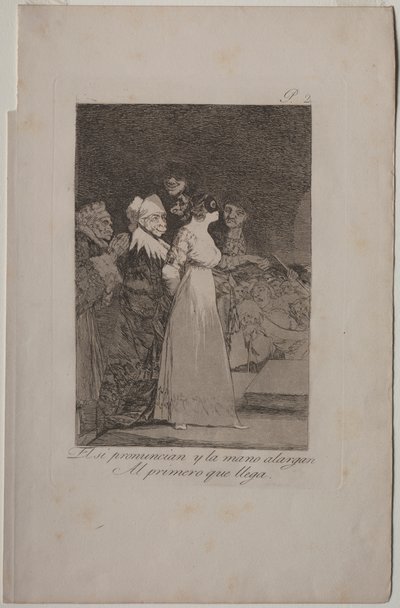 Caprichos: 彼らは「はい」と言って、最初に来た人に手を差し伸べます。 作： Francisco de Goya