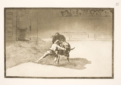 有名なマルティンチョはギャングを置き、彼の体の動きで雄牛をだまします 作： Francisco de Goya