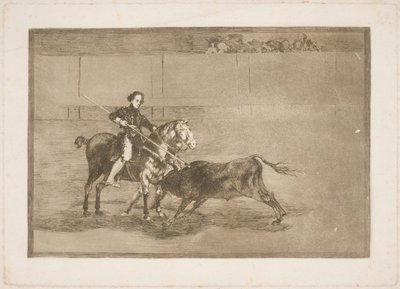 サラゴサでの（闘技場での）パジュエレラの男らしい勇気を称えた 作： Francisco de Goya