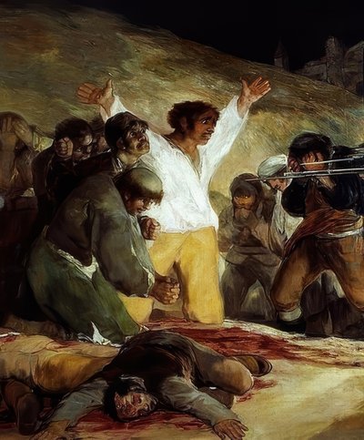 1808年5月3日（反乱ストリートファイターの射撃）。 1814.詳細 作： Francisco de Goya
