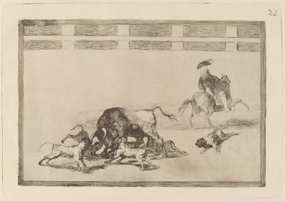 Echan perros al toro (彼らは雄牛に犬を放す) 作： Francisco de Goya