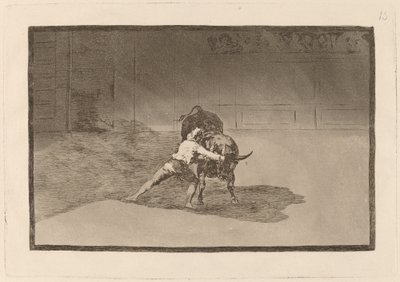 有名なマルティンチョは、体の動きで雄牛を演奏するバンデリラを配置します) 作： Francisco de Goya