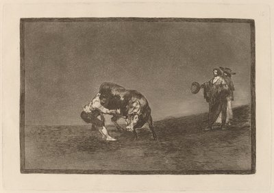 彼自身がマドリッド広場で雄牛をひっくり返します (The Same Man Throws a Bull in the Ring at Madrid) 作： Francisco de Goya