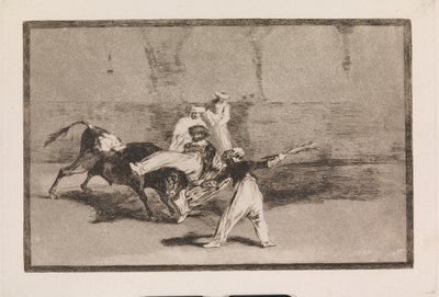 アリーナで雄牛に捕らえられたムーア人 作： Francisco de Goya