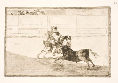 アリーナでスペイン人ライダーが秒単位の助けなしに小さなジャベリンを壊す 作： Francisco de Goya
