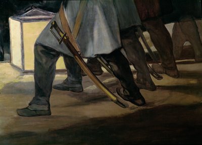 1808年5月3日、マドリードの擁護者の処刑、兵士の足の詳細、キャンバスに1814の油彩、507 作： Francisco de Goya