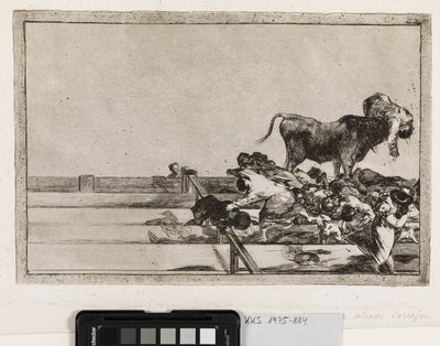 マドリッドのアリーナの最前線での恐ろしい出来事とトレホン市長の死 作： Francisco de Goya