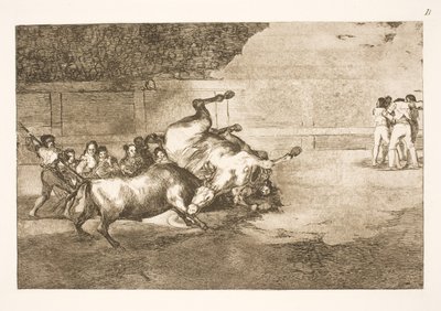 雄牛によって地面に投げつけられた馬 作： Francisco de Goya