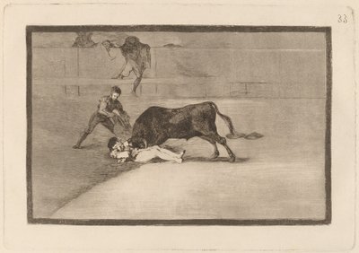 マドリード広場でのペペ イッロの不運な死 (マドリッドのリングでのペペ イッロの不運な死) 作： Francisco de Goya