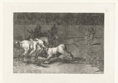 Mariano Ceballos doodt een stier マドリアーノ・セバロス、別名エル・インディオが馬から雄牛を殺す 闘牛（シリーズタイトル） Stierenvechten (シリーズタイトル) 作： Francisco de Goya