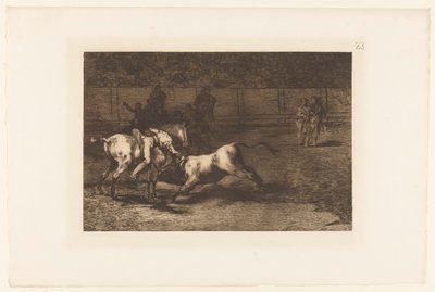 Mariano Ceballos doodt een stier マリアーノ・セバロス、別名エル・インディオは、馬から雄牛を殺します Stierengevechten (シリーズタイトル) La Taureaumachie (シリーズタイトル) 闘牛（シリーズタイトル） 作： Francisco de Goya