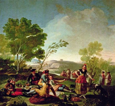 マンサナレス川のほとりでの食事、1776 作： Francisco de Goya