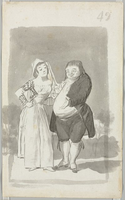太った醜い男を勧誘する売春婦 (直訳) 作： Francisco de Goya