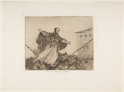Que se rompe la cuerda（紐が切れますように）、『戦争の惨禍（Los Desastres de la Guerra）』より第77版、1814-15年以降、1863年出版（エッチング、アクアチントまたはラビス＆ドライポイント）。 作： Francisco de Goya