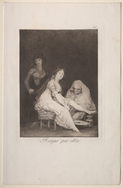 カプリチョス: 彼女は彼女のために祈る 作： Francisco de Goya