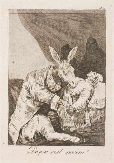医者または病気が彼を殺していますか？ 作： Francisco de Goya