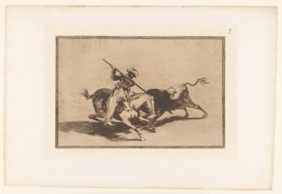 Stierenjacht te paard 勇敢なムーア人のガズールが最初に順番に雄牛を放つ Stierengevechten (シリーズタイトル) La Taureaumachie (シリーズタイトル) 闘牛（シリーズタイトル） 作： Francisco de Goya