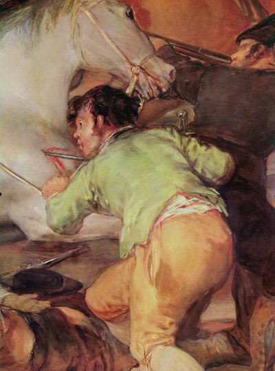 1808年5月2日、マドリードまたは馬を攻撃する男の詳細、1814油彩 作： Francisco de Goya