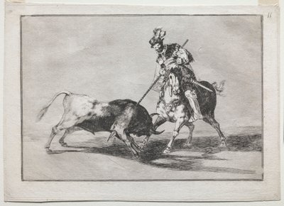 シド・カンペアドールが別の雄牛を槍で叩く、1815年から1816年。 作： Francisco de Goya