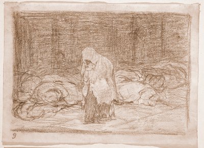 The Disasters of War : Mortuary beds (preparation drawing) 作： Francisco de Goya