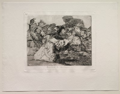 戦争の恐怖：シャーラタンショー。 作： Francisco de Goya