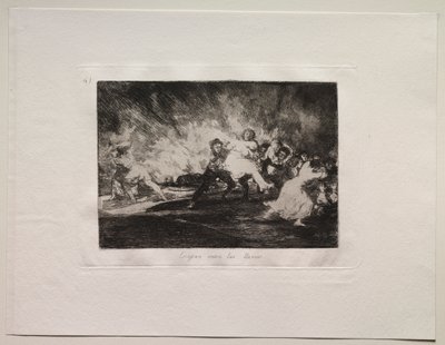 戦争の恐怖: 彼らは炎の中を逃げる 作： Francisco de Goya