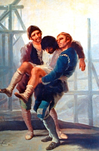 負傷したメイソン、1786-1787。 作： Francisco de Goya