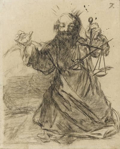 ペンは剣よりも強力です、1819-28（紙に黒いチョーク） 作： Francisco de Goya