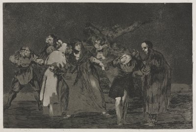 ことわざ：傷は急いだ言葉より早く治る、1864。 作： Francisco de Goya