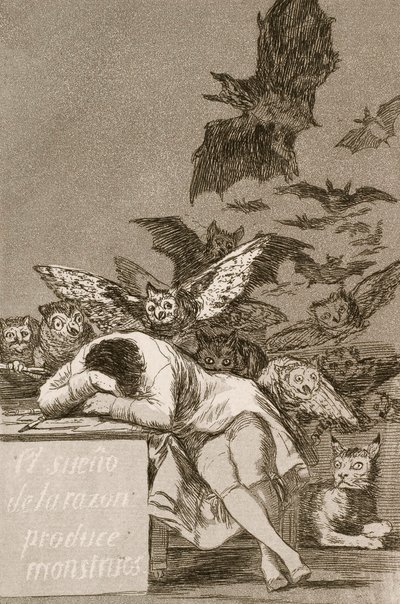 フランシスコ・ゴヤの「理性の眠りが怪物を生む 作： Francisco de Goya