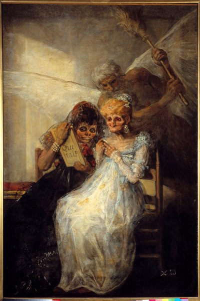 時または老画 フランシスコ・デ・ゴヤ（1746-1828）作 1808年 日1,81x1,25 m リール、美術館 - 時または老婆。フランシスコ・デ・ゴヤ(1746-1828)の絵画 作： Francisco de Goya
