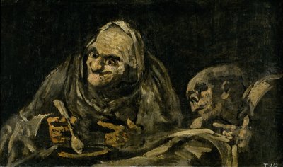 2人の老人がスープを食べる 作： Francisco de Goya
