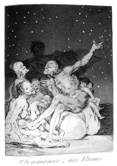 日が明けるとき、私たちはオフになります！、1799 作： Francisco de Goya