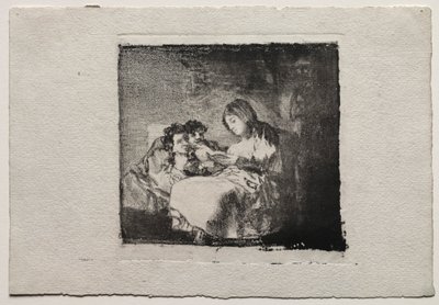 2 人の子供に本を読んでいる女性 作： Francisco de Goya