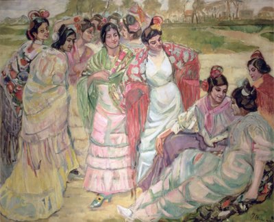 ショールを着た女性（キャンバスに油彩） 作： Francisco de Iturrino