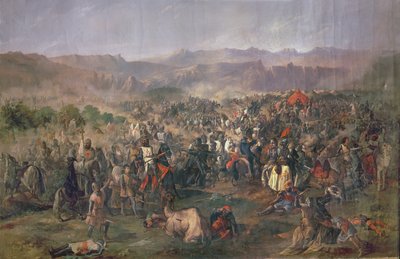 カスティーリャの王が1212年にアルモハドを打ち負かしたラス・ナバス・デ・トロサの戦い（キャンバスに油彩） 作： Francisco de Paula van Halen