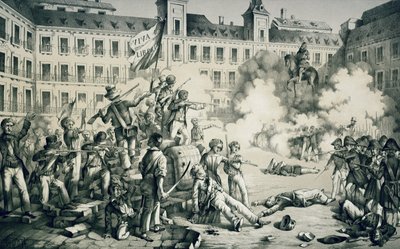 1854年のスペイン革命（リトグラフ） 作： Francisco de Paula van Halen