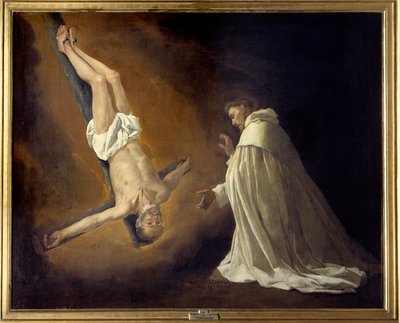 聖ペテロの出現 聖ペテロの磔刑 ノラスケ（1189-1256）の絵 フランシスコ・デ・ズルバラン（1598-1664）の絵 （ec.esp.）1629 Sun.1,79x2,23 m マドリッド、プラド美術館 作： Francisco de Zurbaran