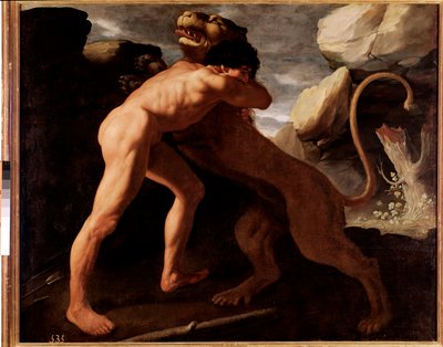 ヘラクレスとネミーの獅子、細部（油彩・キャンバス 作： Francisco de Zurbaran